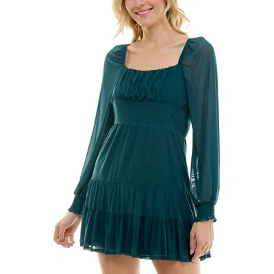 Speechless Juniors Womens Tiered Nylon Mini Dress In Blue