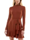 Speechless Juniors Womens Tiered Ribbed Knit Mini Dress In Multi