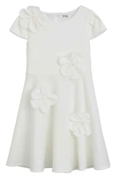 Speechless Kids' 3d Flower Techno Scuba Knit Dress In White