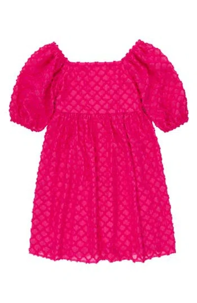 Speechless Kids' Texture Short Sleeve Dress In Hot Pink Jm