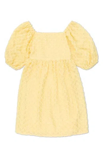 Speechless Kids' Texture Short Sleeve Dress In Light Yellow Jm