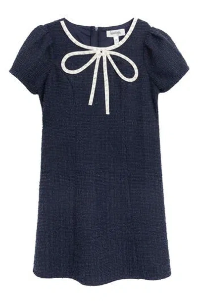 Speechless Kids' Bow Accent Bouclé Dress In Blue