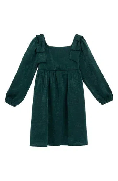 Speechless Kids' Bow Shoulder Satin Long Sleeve Dress In Green