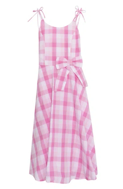 Speechless Kids' Check Tie Strap Dress In Pink/ White