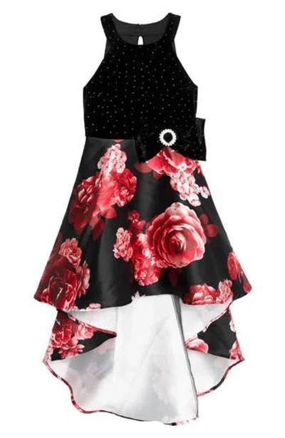 Speechless Kids' Dew Drop High-low Velvet Party Dress In Black