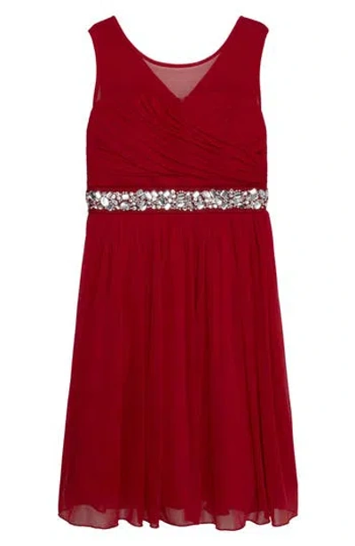 Speechless Kids' Embellished Illusion Party Dress In Brown