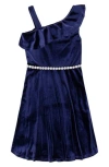 Speechless Kids' Embellished Velvet Party Dress In Blue