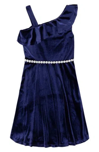 Speechless Kids' Embellished Velvet Party Dress In Blue