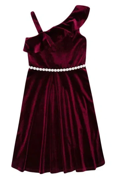 Speechless Kids' Embellished Velvet Party Dress In Burgundy