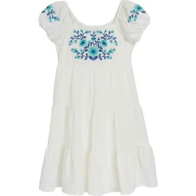 Speechless Kids' Embroidered Puff Sleeve Babydoll Dress In White