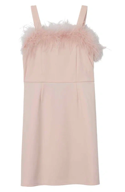 Speechless Kids' Big Girls Feather-trim A-line Dress In Blush Jm