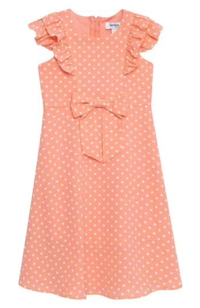 Speechless Kids' Flutter Sleeve Polka Dot Dress In Peach