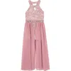 Speechless Kids' Glitter Lace Walk Thru Romper In Mauve