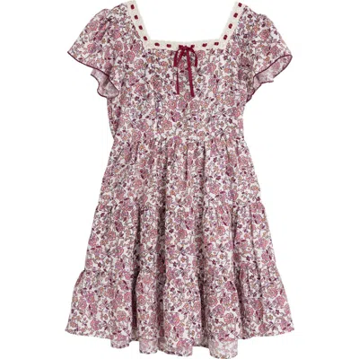 Speechless Kids' Lace Trim Ditsy Floral Dress In Pink