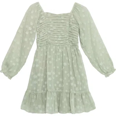 Speechless Kids' Long Sleeve Dress In Dusty Sage