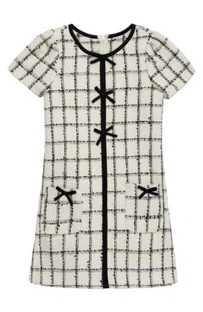 Speechless Kids' Metallic Bouclé Bow Trim Dress In Gray