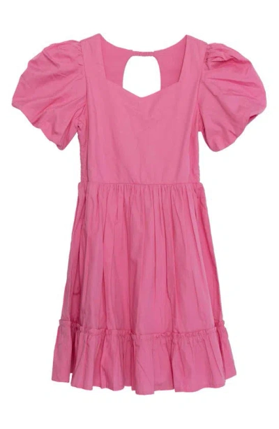 Speechless Kids' Puff Sleeve Fit & Flare Dress In Coral Pink
