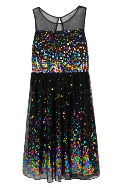 Speechless Kids' Sequin Border Illusion Party Dress In Black