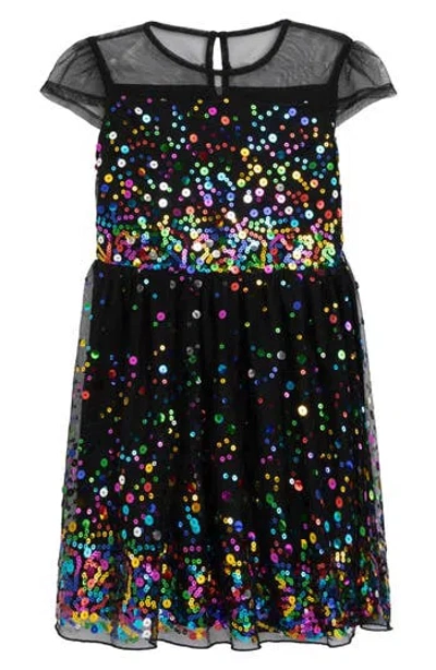 Speechless Kids' Sequin Mesh Dress In Black