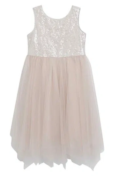 Speechless Kids' Sequin Sharkbite Hem Dress In Brown