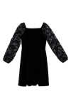 Speechless Kids' Sheer Bow Sleeve Velvet Party Dress In Black