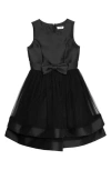 Speechless Kids' Sleeveless Bow Waist Satin Dress In Black