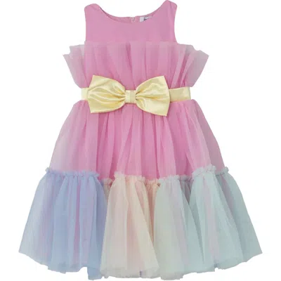 Speechless Kids' Sleeveless Cupcake Dress In Pink/yellow Jm
