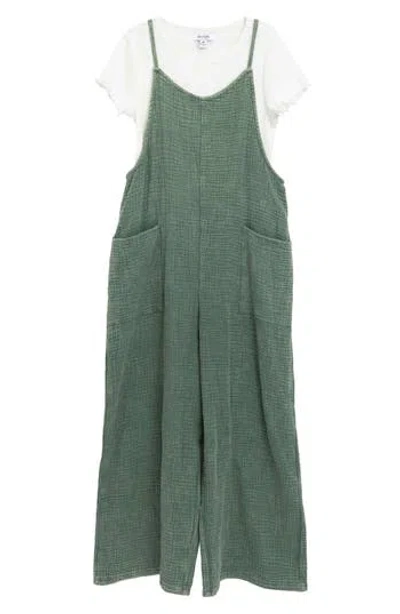 Speechless Kids' T-shirt & Wide Leg Jumpsuit Set In Green