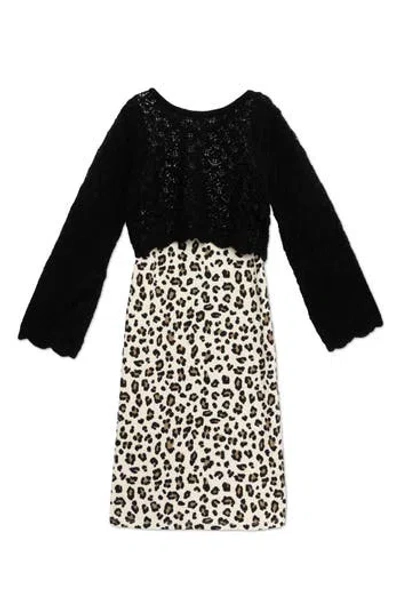 Speechless Kids' Two-piece Sweater & Dress Set In Black