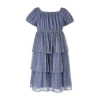 Speechless Little Girls Short Sleeve Babydoll Dress In Blue