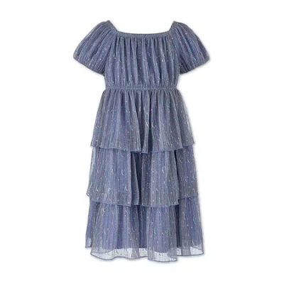 Speechless Kids' Little Girls Short Sleeve Babydoll Dress In Blue