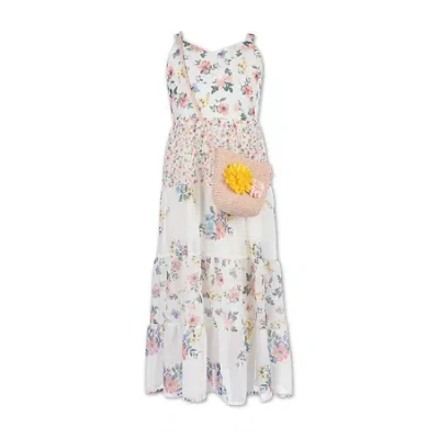 Speechless Kids' Little Girls Sleeveless Floral Maxi Dress In White