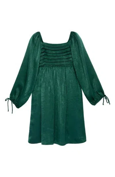 Speechless Kids'  Pleated Long Sleeve Satin Dress In Green