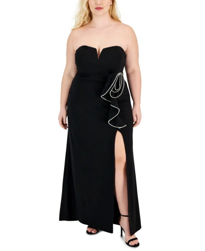 Speechless Trendy Plus Size Strapless Ruffled Dress In Black Jm