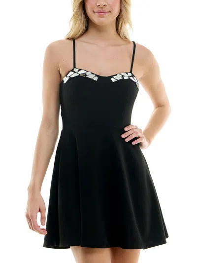 Speechless Womens Embellished Short Mini Dress In Black