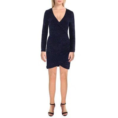 Speechless Womens Metallic Polyester Bodycon Dress In Blue