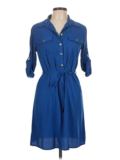 Pre-owned Speed Control 3/4 Sleeve Top Blue Tie Neck Tops