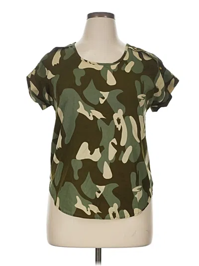 Pre-owned Speed Control Short Sleeve Top Green Camo Pattern Scoop Neck Tops