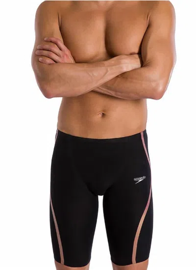 Speedo Fastskin Lzr Pure Intent High-waisted Jammer Backstroke Edition Shorts In Black/rose Gold