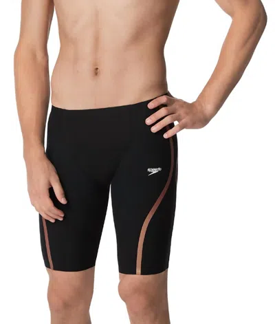 SPEEDO FASTSKIN LZR PURE INTENT HIGH-WAISTED JAMMER BACKSTROKE EDITION SHORTS IN BLACK/ROSE GOLD