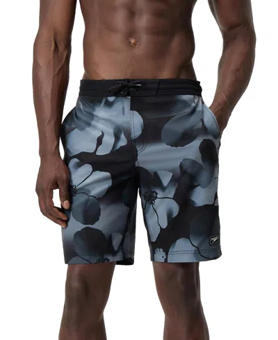 Speedo Men's Bondi Basin Abstract Print Drawstring 9" Boardshorts In Anthracite