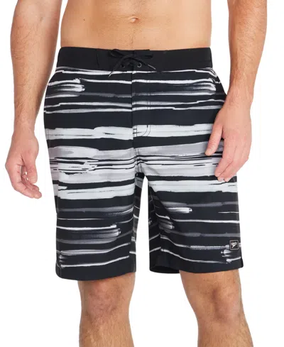 Speedo Men's Bondi Basin Printed Stripe Board Shorts In Anthracite
