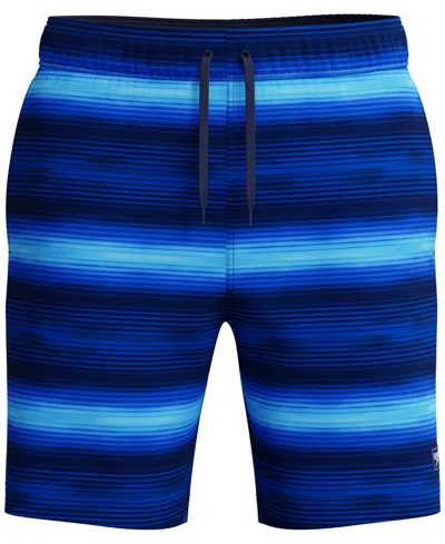 Speedo Men's Engineered Print Redondo Edge Volley Drawstring Surf Shorts, 7" Inseam In Blue