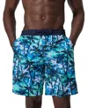 Speedo Men's Hawaiian Sky Bondi Basin Palm Print Drawstring 9" Boardshorts In Hawain Sky