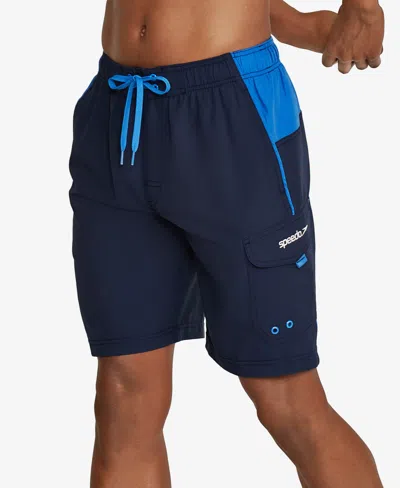 Speedo Men's Marina Sport Vaporplus 9" Swim Trunks In Blue