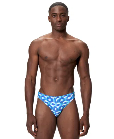 Speedo Men's Printed Mini Cut Briefs In Blue