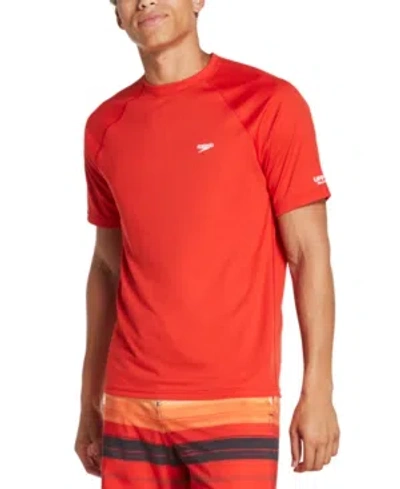Speedo Men's Quick-dry Upf 50+ Rash Guard In  Red