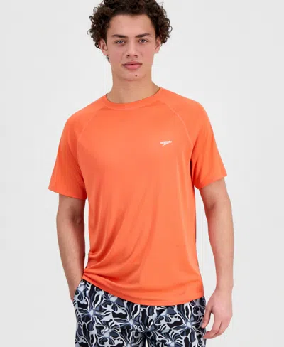 Speedo Men's Quick-dry Upf 50+ Rash Guard In Orange