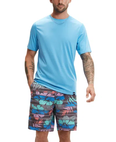 Speedo Men's Short Sleeve Crewneck Performance Graphic Swim Shirt In Tranquil Blue