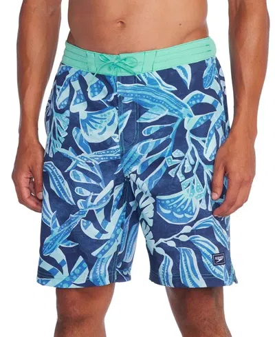 Speedo Printed Bondi Basin Boardshorts Men's Peacoat 9" Swimwear Fts1023 In Blue